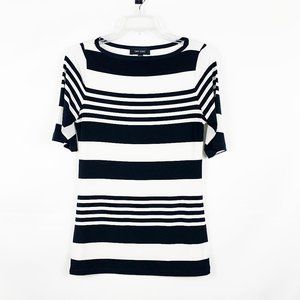 NWOT Karen Kane Black and White Stripe Short Sleeve Top - M